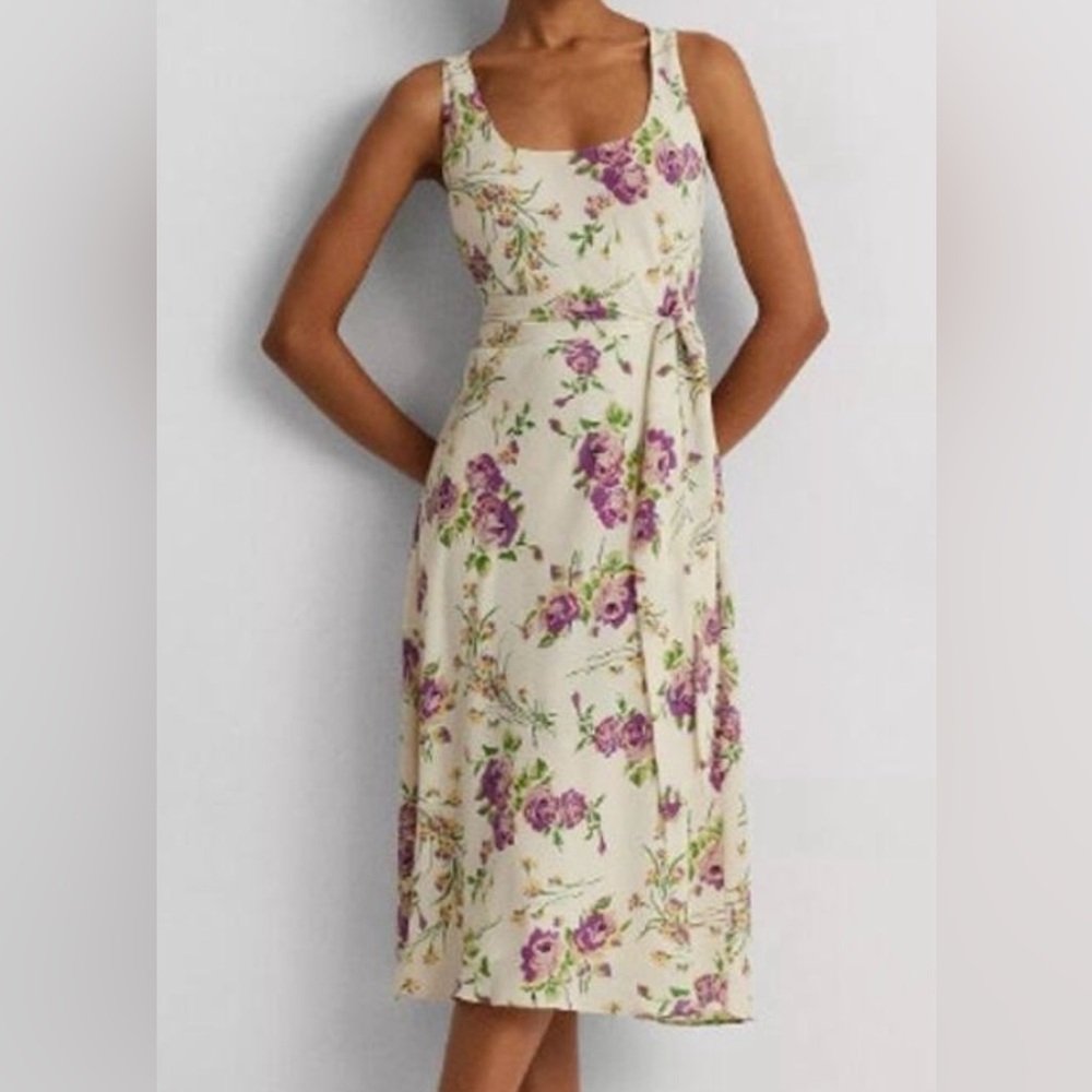 Ralph Lauren Floral Dress - Cream and Purple